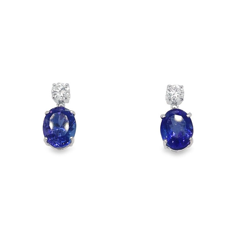 Jai's 14K White Gold Oval Tanzanite & Diamond Drop Earrings