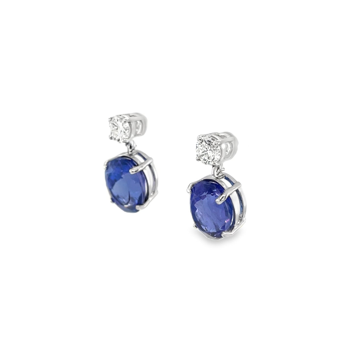 Jai's 14K White Gold Oval Tanzanite & Diamond Drop Earrings