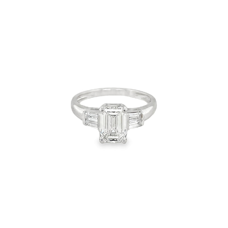 Jai's 18K White Gold Baguette- & Emerald-cut Diamond Engagement Ring