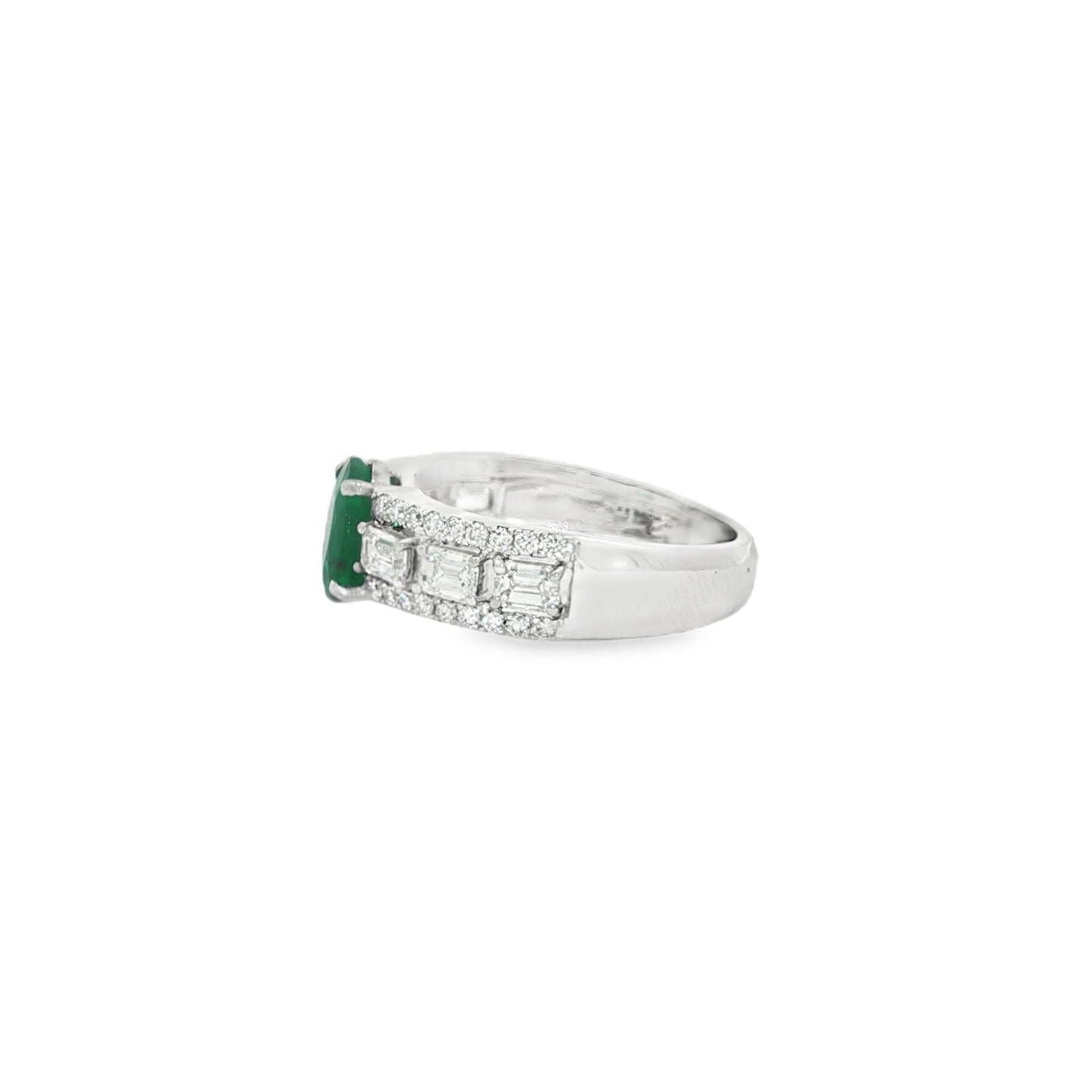 Jai's 18K White Gold Oval Emerald & Diamond Ring