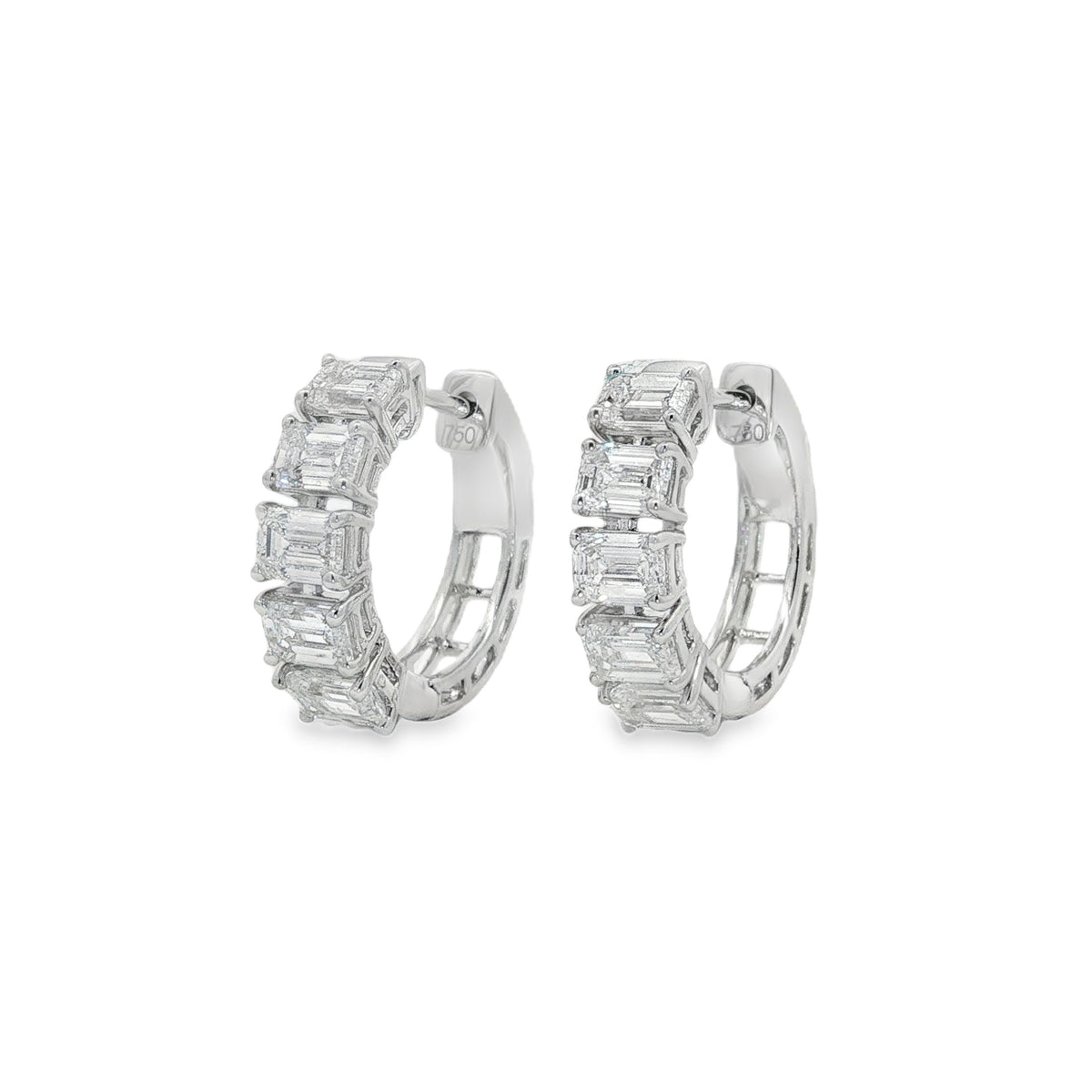Jai's 18K White Gold 2.5-carat Emerald-cut Diamond Hoops