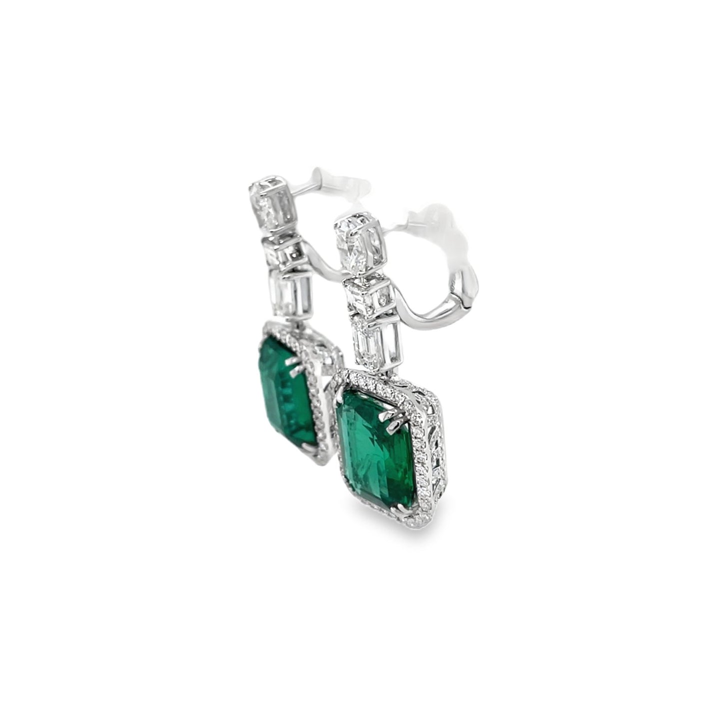 Jai's 18K White Gold Emerald & Diamond Drop Earrings