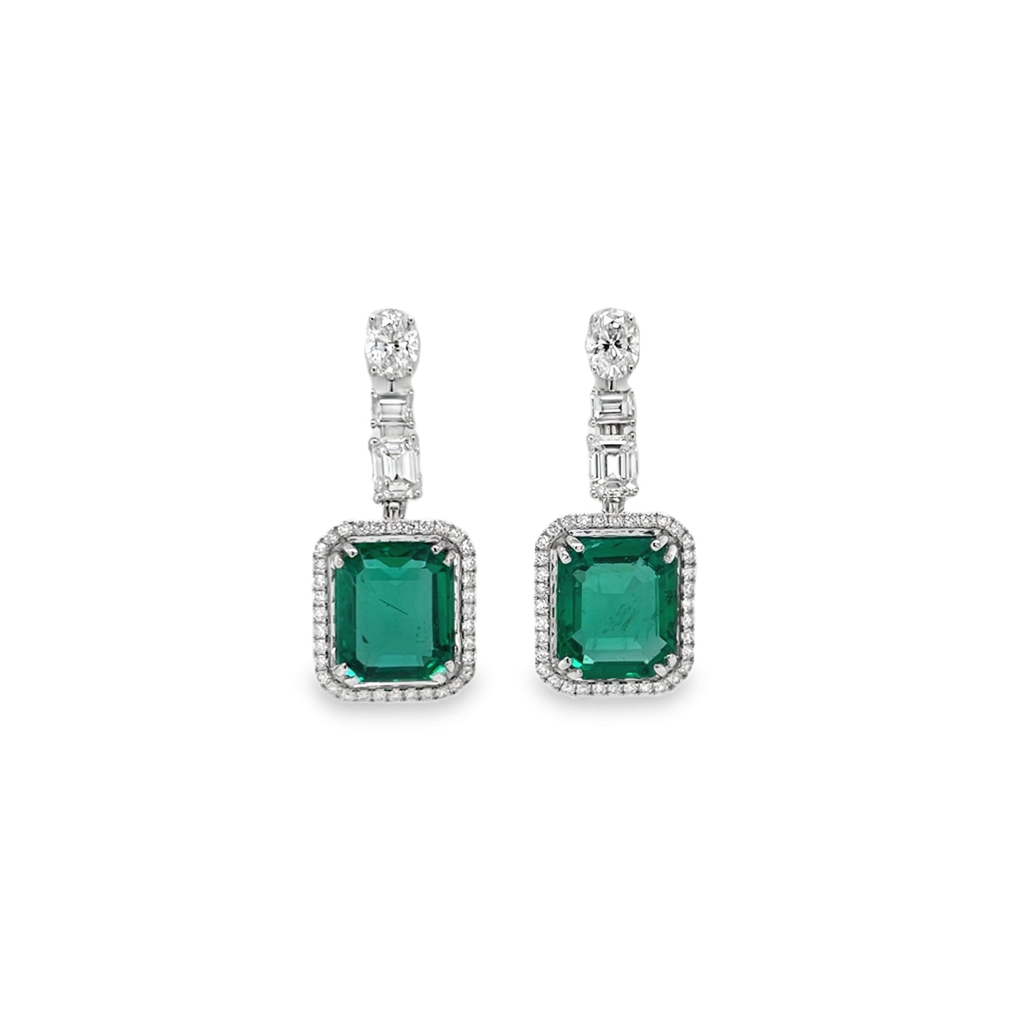 Jai's 18K White Gold Emerald & Diamond Drop Earrings