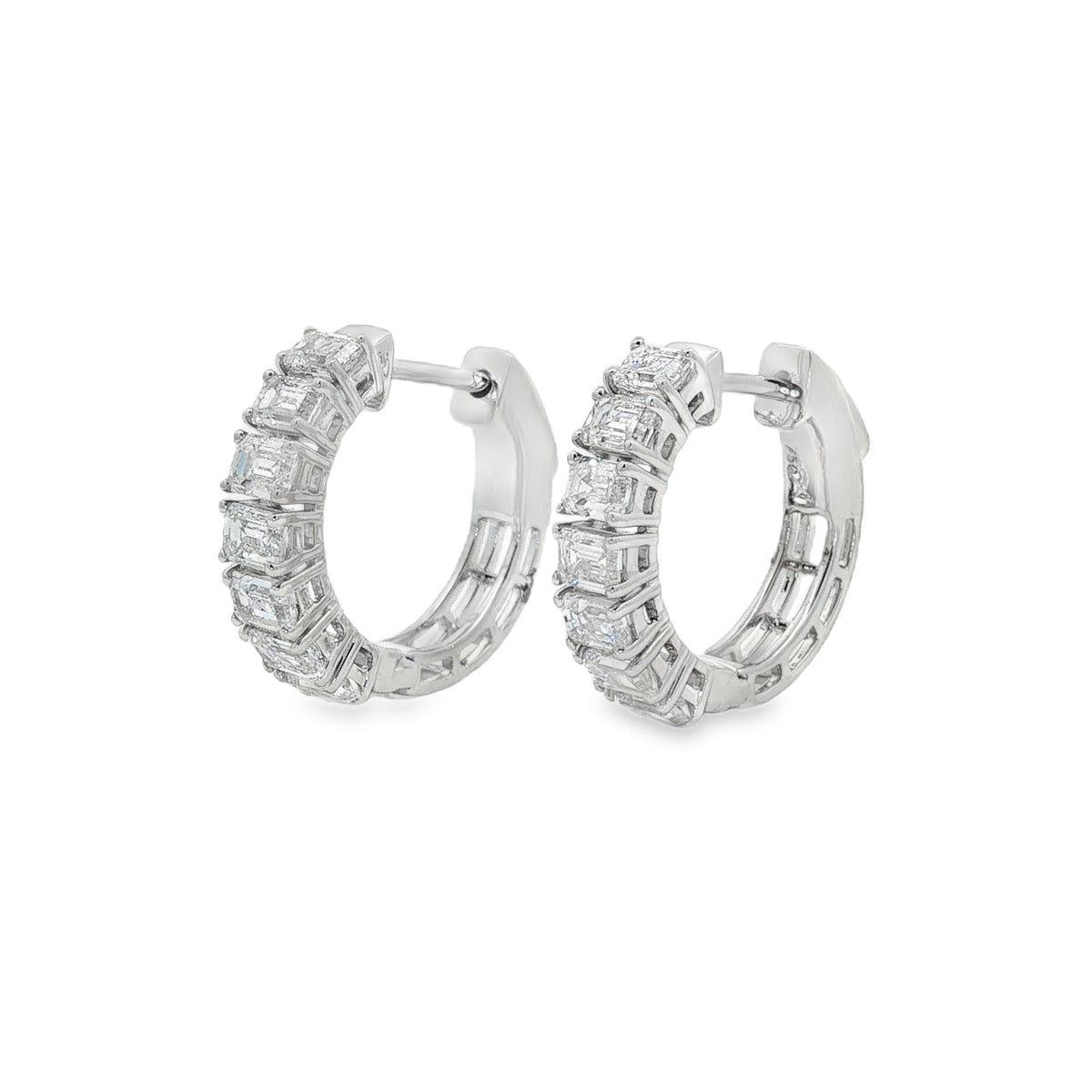Jai's 18K White Gold 2-carat Emerald-cut Diamond Hoops