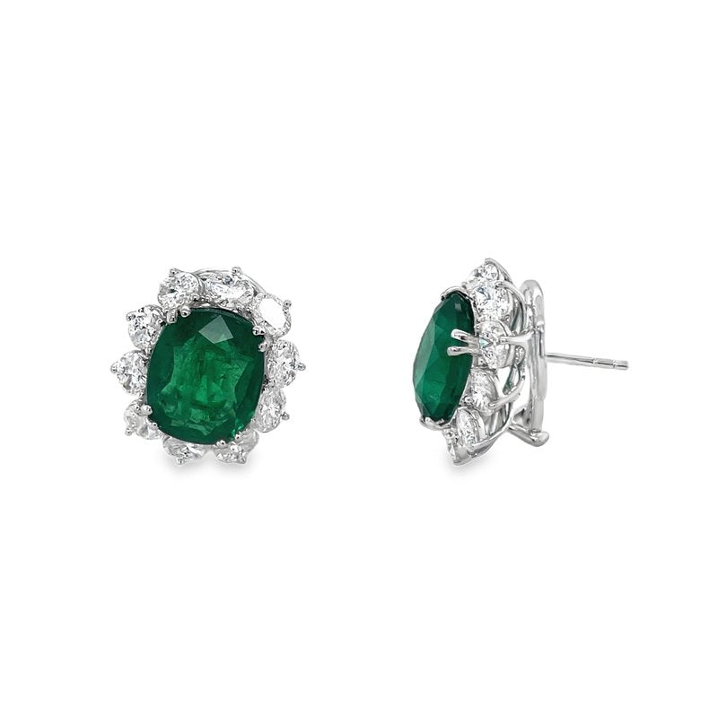 Jai's 18K White Gold Floral Emerald & Diamond Studs