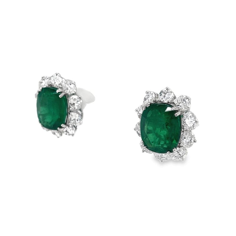 Jai's 18K White Gold Floral Emerald & Diamond Studs