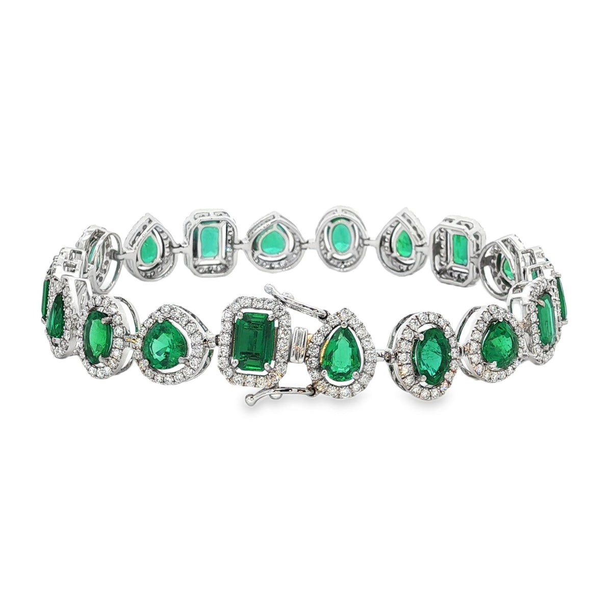 Jai's 14K White Gold Multi-cut Emerald & Diamond Bracelet