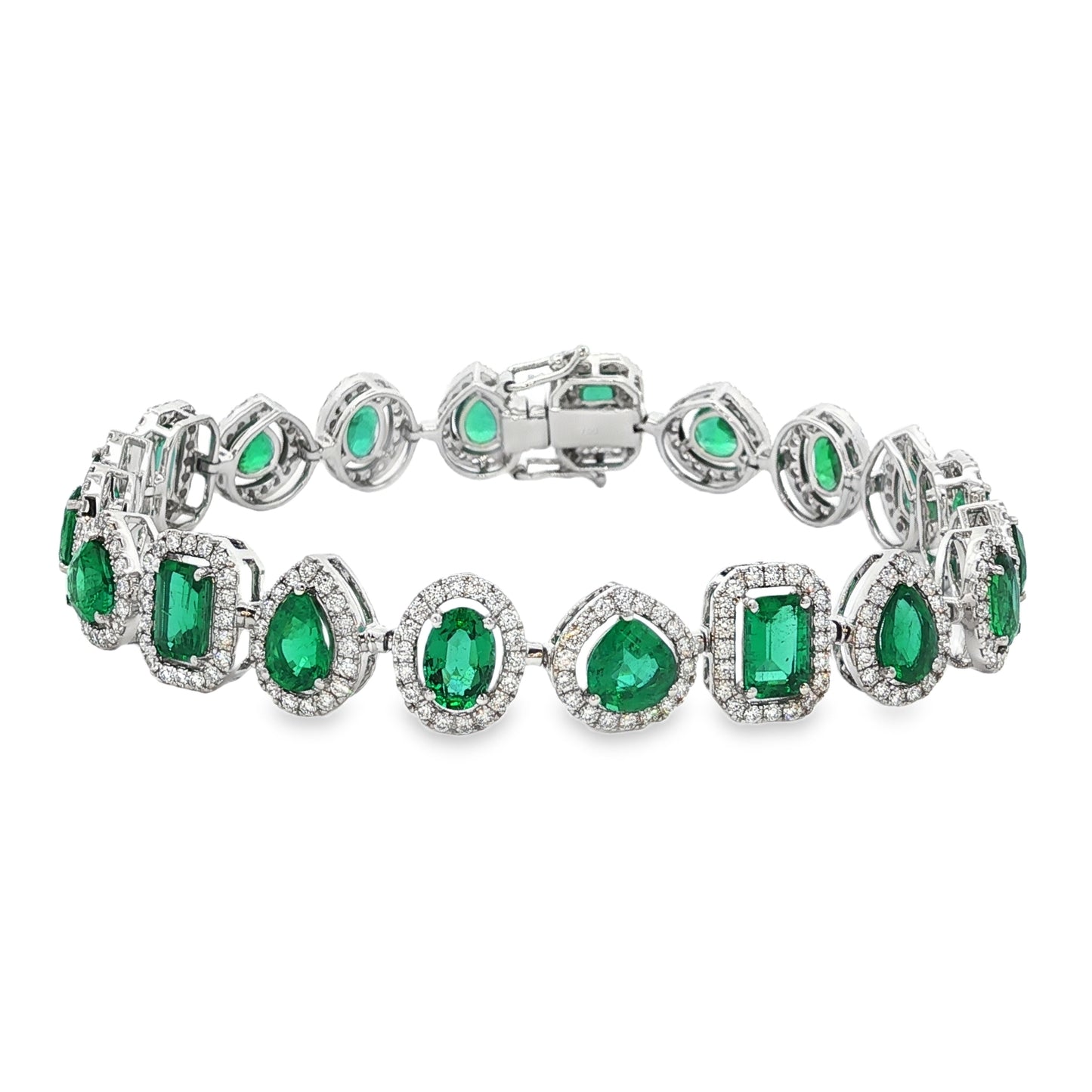 Jai's 18K White Gold Multi-cut Emerald & Diamond Bracelet