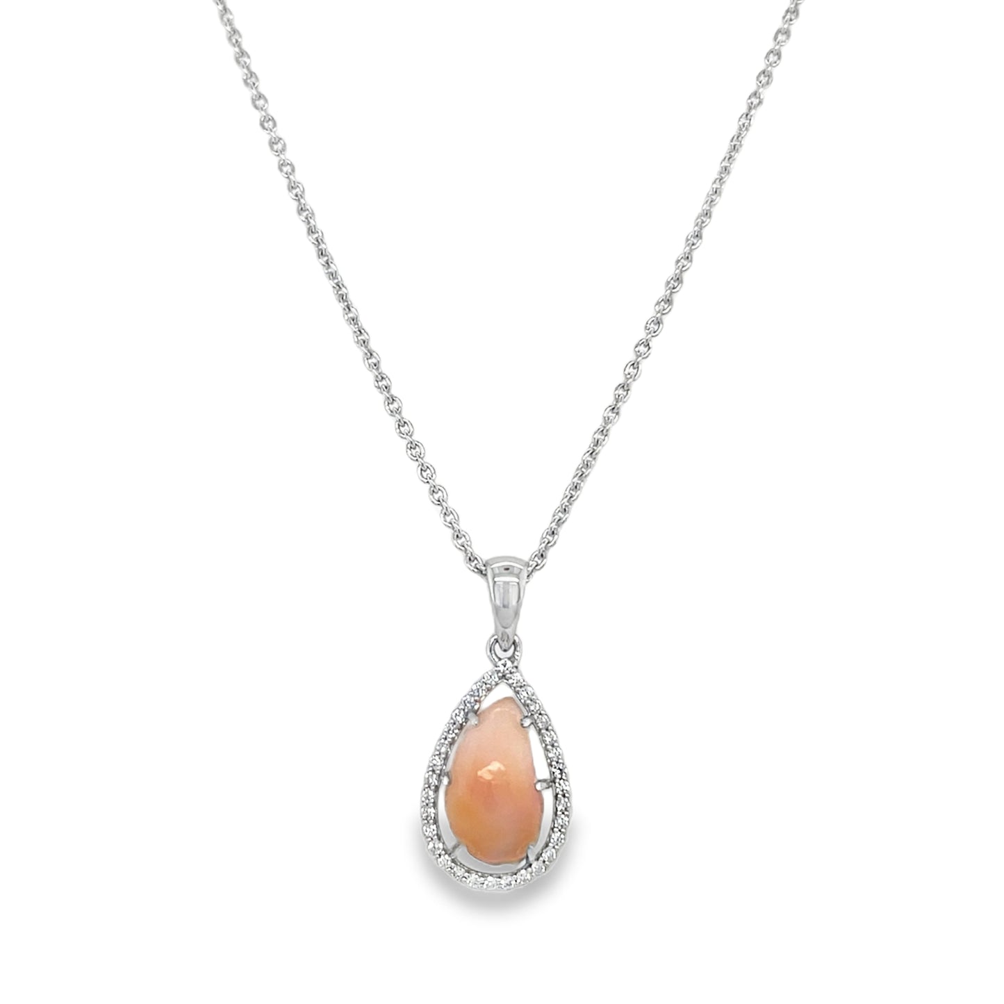 Jai's 14K White Gold Teardrop Conch Pearl & Diamond Necklace
