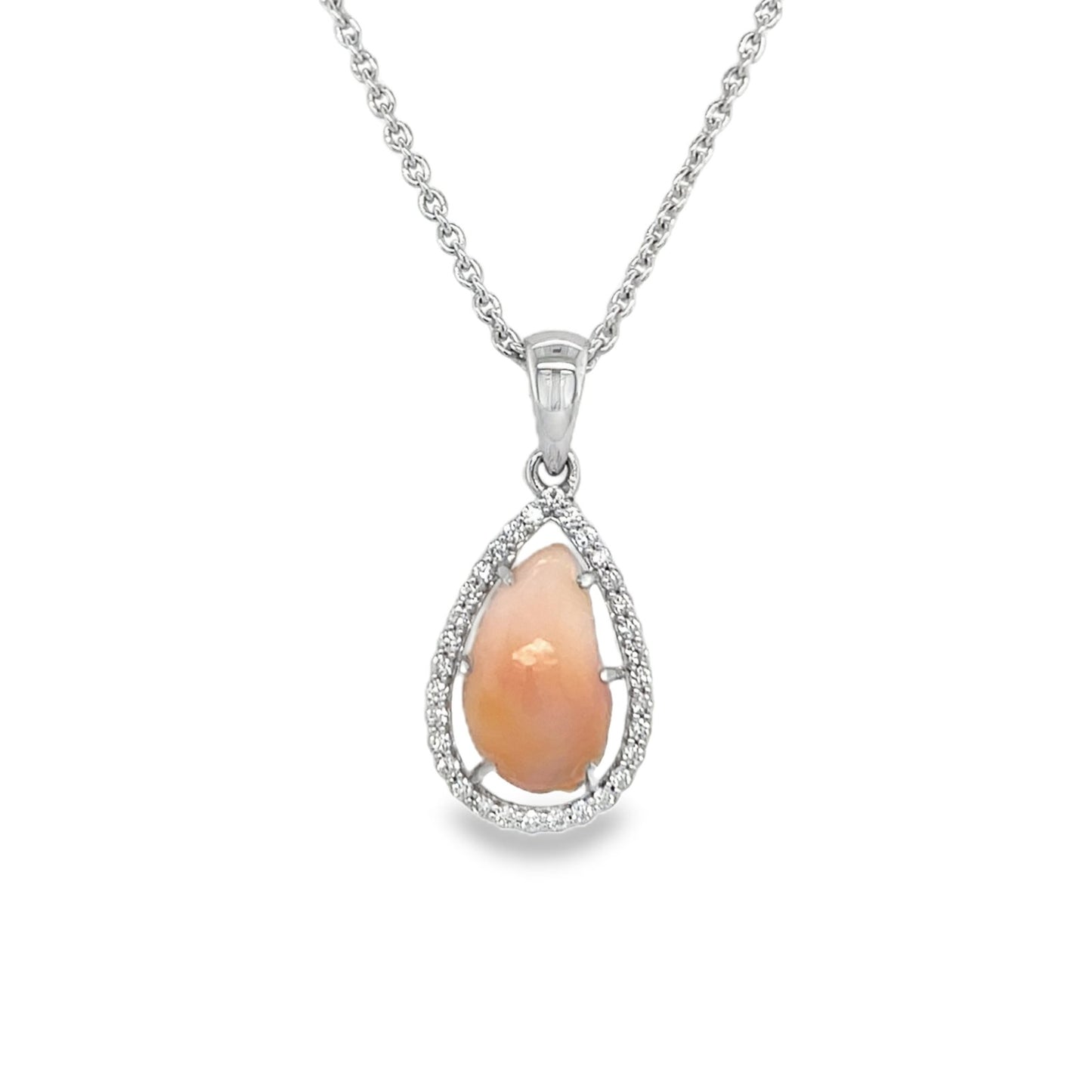Jai's 14K White Gold Teardrop Conch Pearl & Diamond Necklace