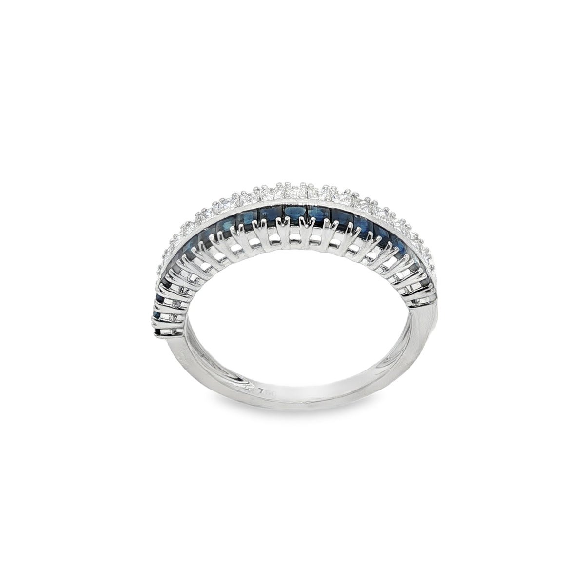 Jai's 18K White Gold Two-row Princess-cut Sapphire & Diamond Ring