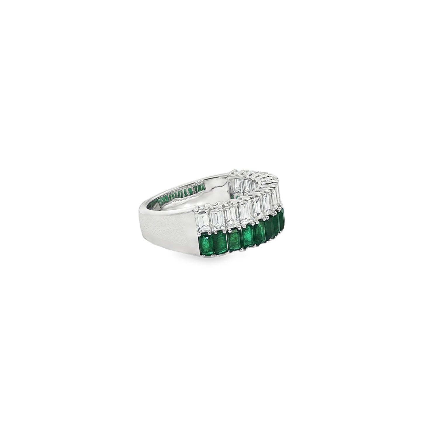 Jai's 18K White Gold Baguette-cut Emerald & Diamond Ring