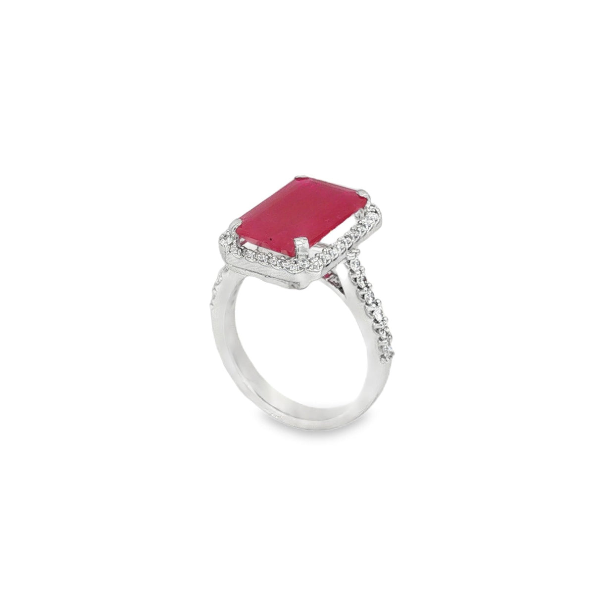 Jai's 14K White Gold Octagon-cut Ruby & Diamond Ring