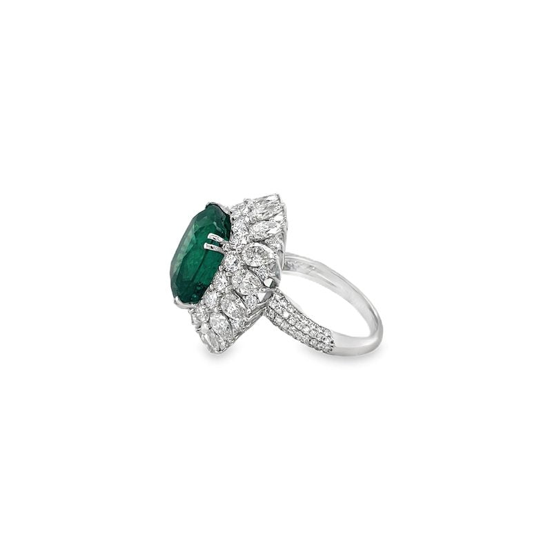 Jai's 18K White Gold Floral Emerald & Diamond Ring