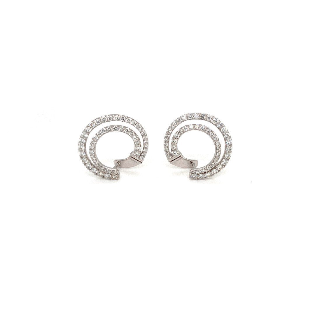 Jai's 14K White Gold Diamond Spiral Hoops