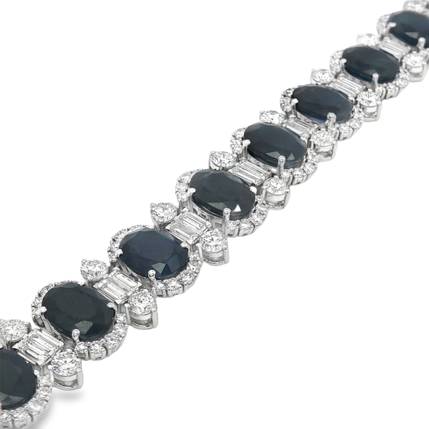 Jai's 18K White Gold Oval Sapphire & Baguette-cut Diamond Bracelet