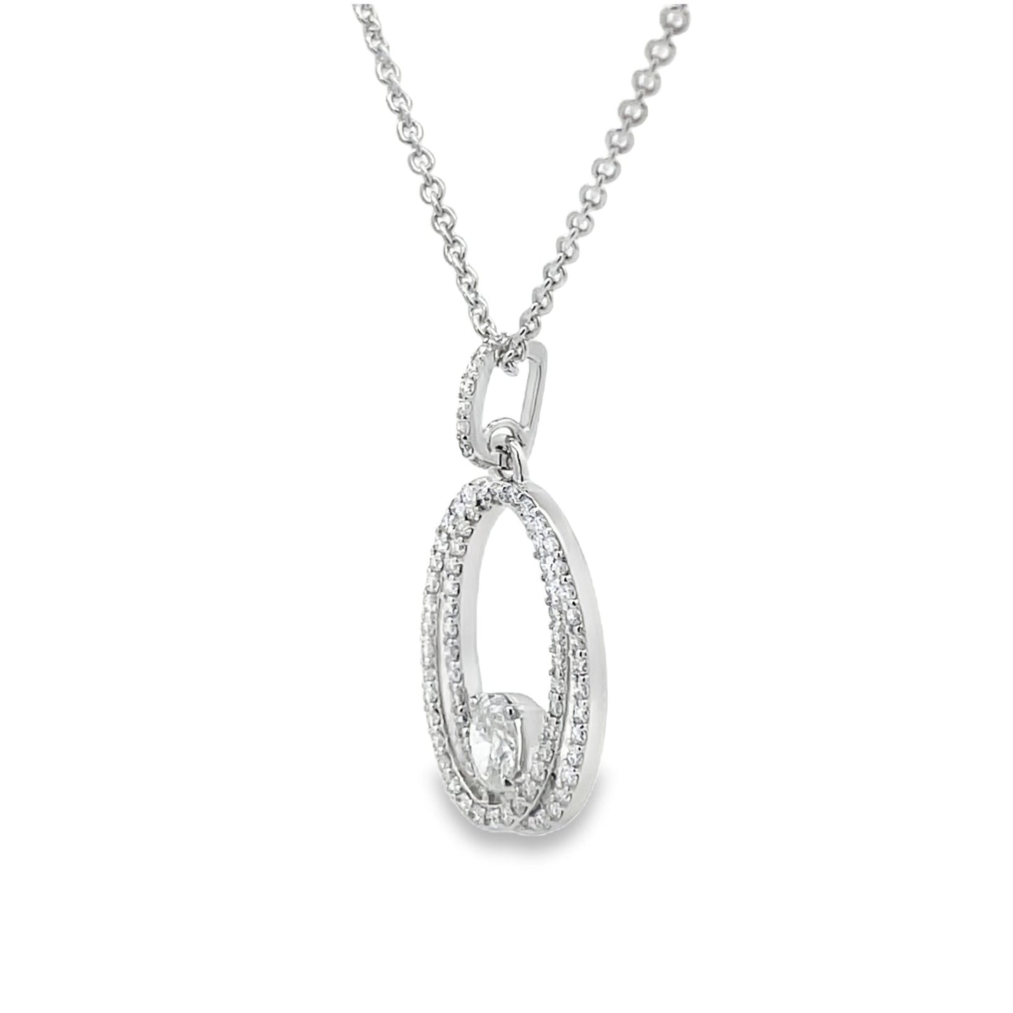 Jai's 18K White Gold Oval Diamond Necklace