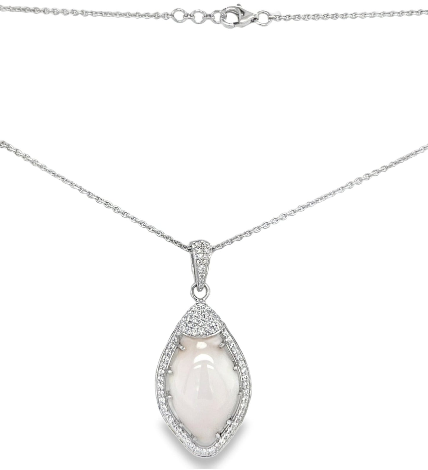 Jai's 14K White Gold Mandorla Conch Pearl & Diamond Necklace