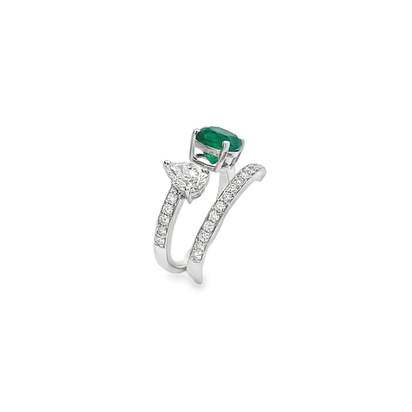 Jai's 18K White Gold Cushion-cut Emerald & Diamond Ring