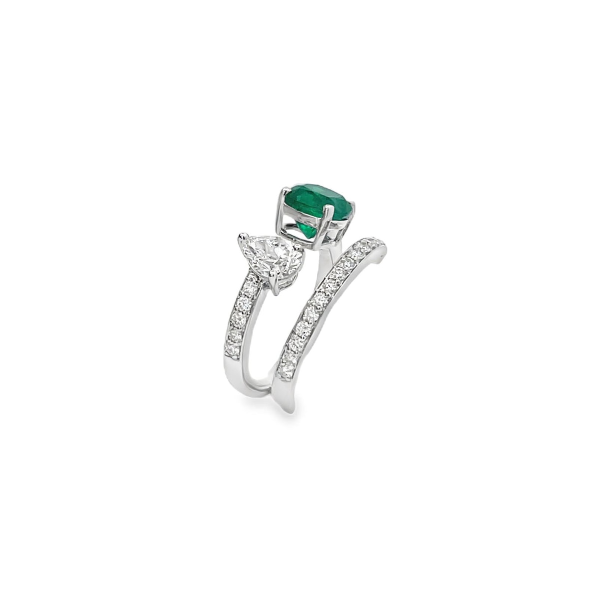 Jai's 14K White Gold Cushion-cut Emerald & Multi-cut Diamond Ring