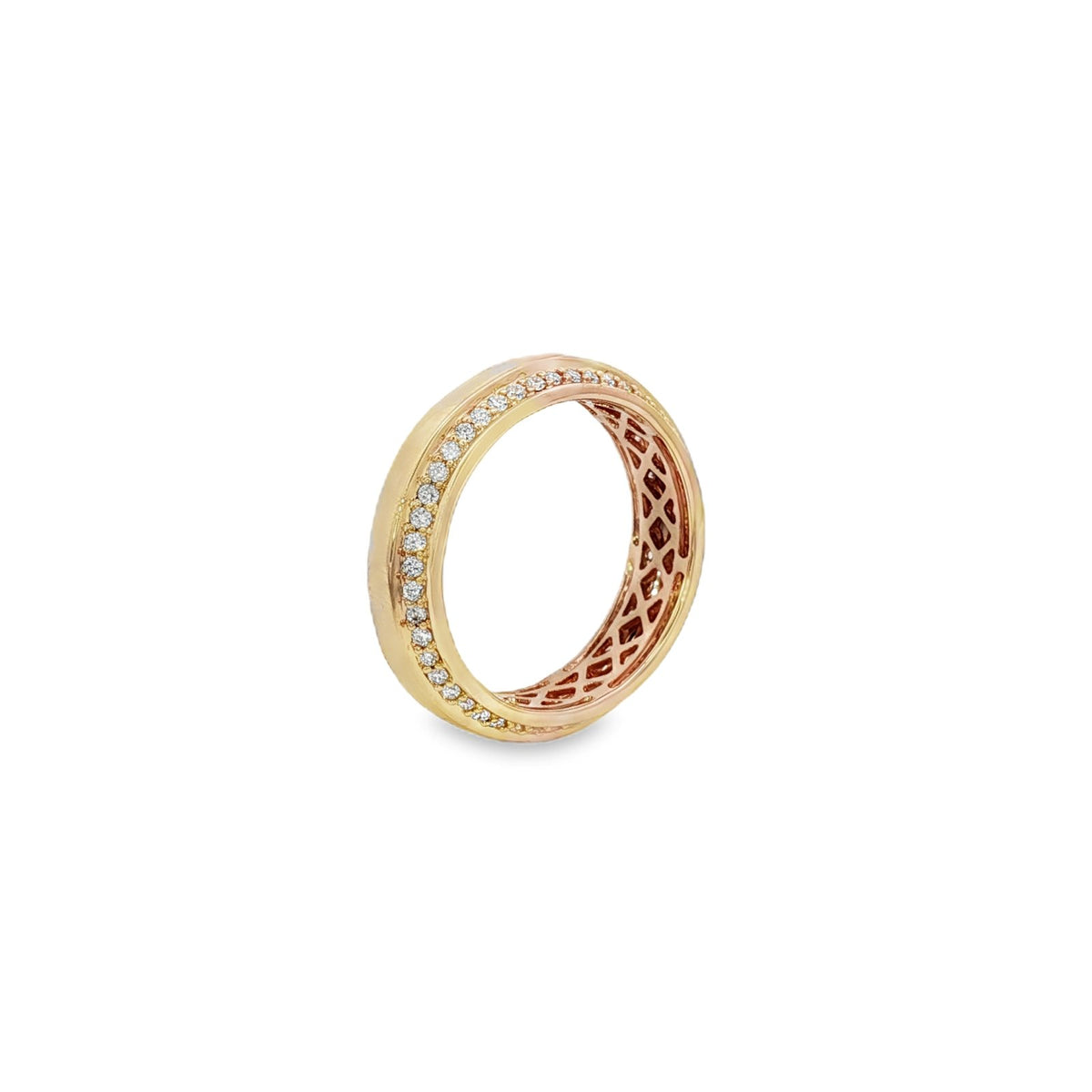 Jai's 14K Yellow Gold Diamond-lined Wedding Band