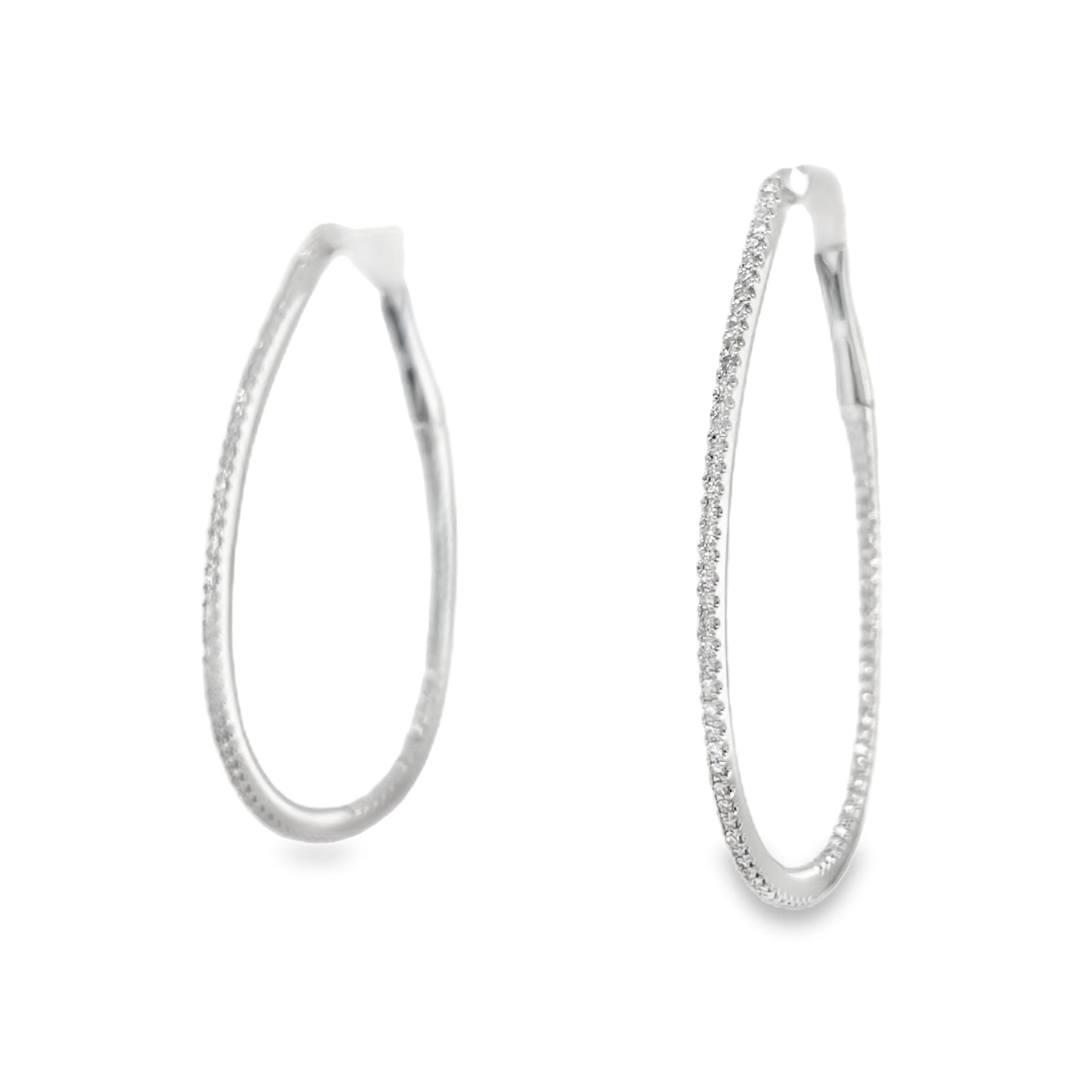 Jai's 14K White Gold Diamond Oval Inside-out Hoops