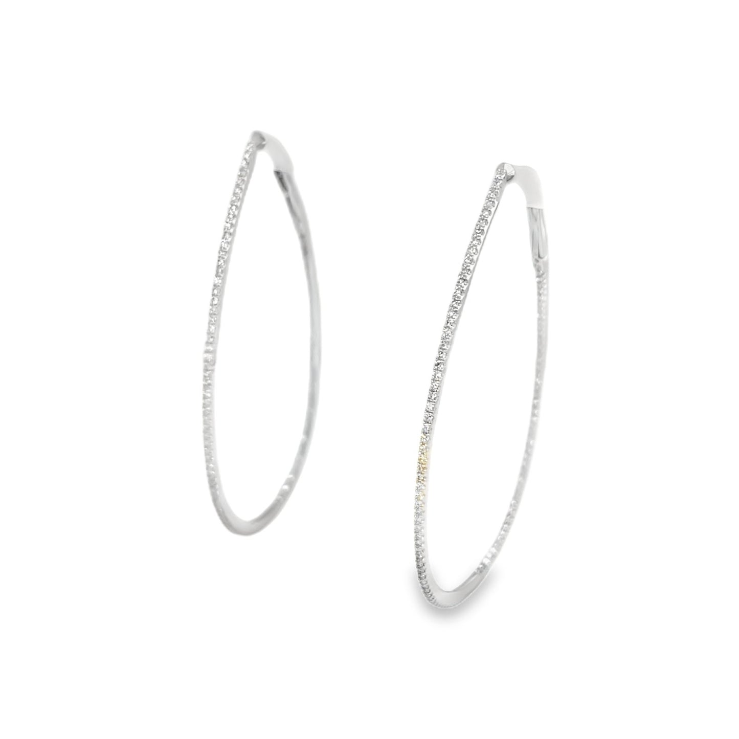Jai's 14K White Gold Diamond Oval Inside-out Hoops