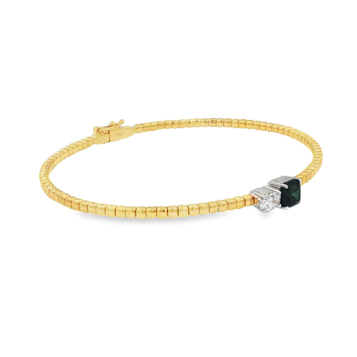 Jai's 18K Two-tone Octagon-cut Sapphire & Oval-cut Diamond Bangle