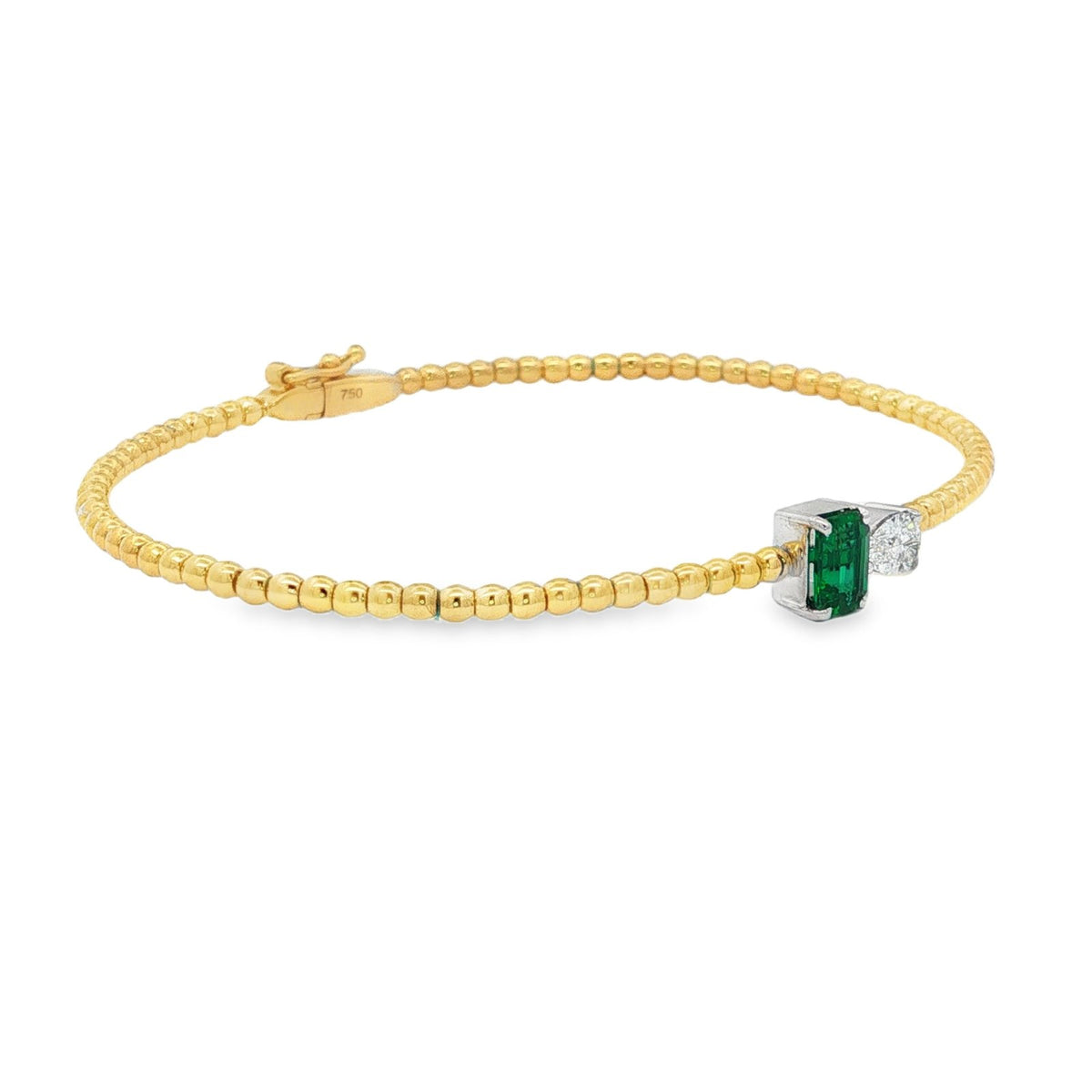 Jai's 18K Two-tone Octagon-cut Emerald & Pear-cut Diamond Bangle