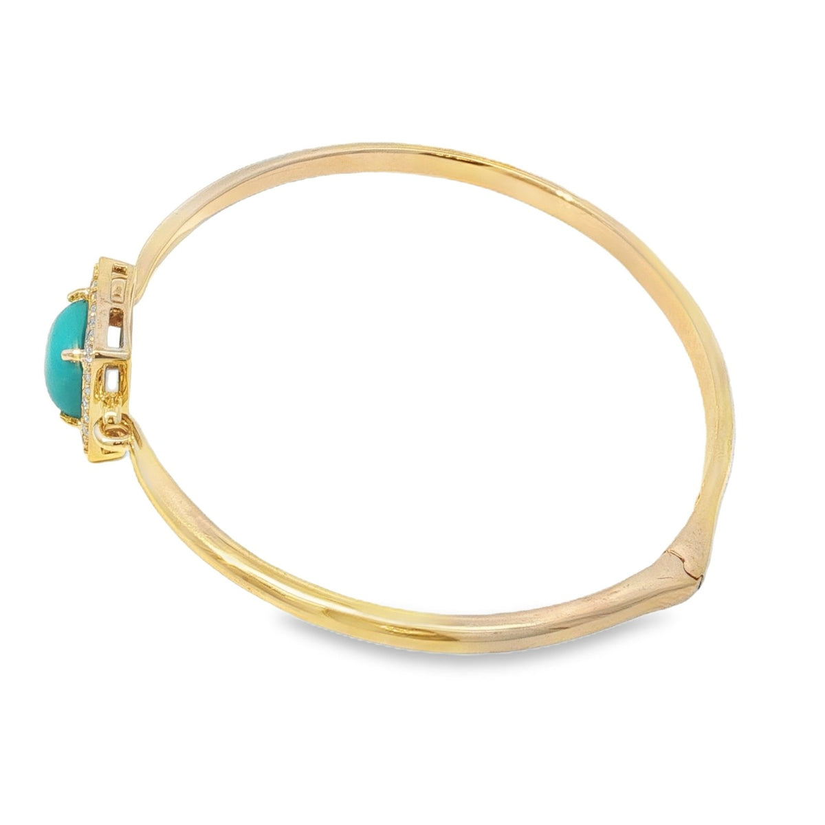 Jai's 14K Yellow Gold Square-shaped Turquoise & Diamond Bangle