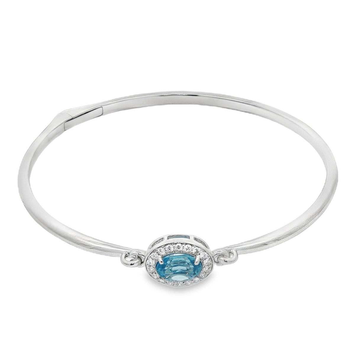 Jai's 14K White Gold Oval-cut Blue Topaz & Diamond Bangle
