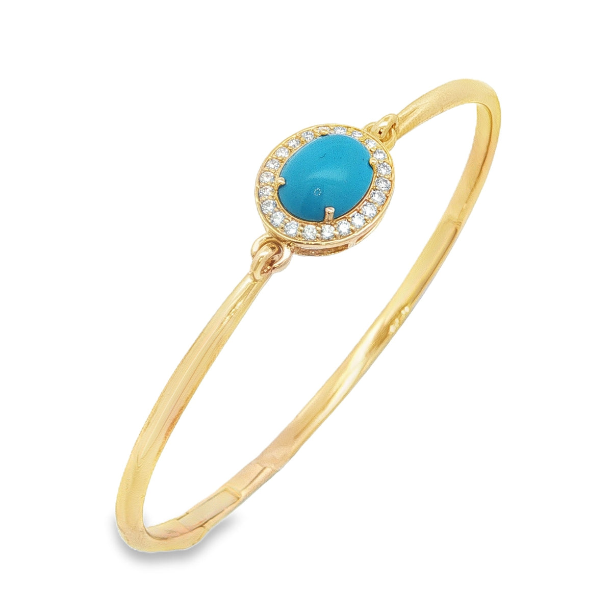 Jai's 14K Yellow Gold Oval Turquoise & Diamond Bangle