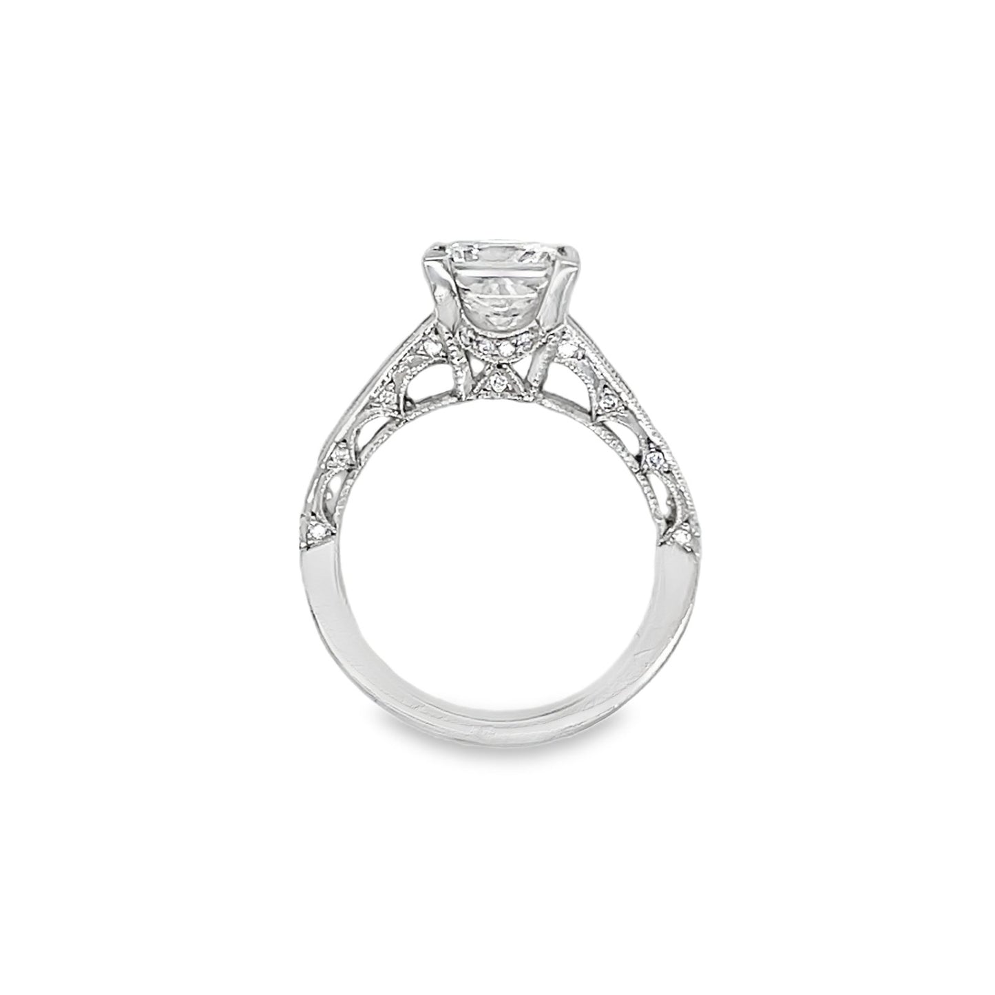 Tacori's 18K White Gold Reverse Crescent Diamond Engagement Ring
