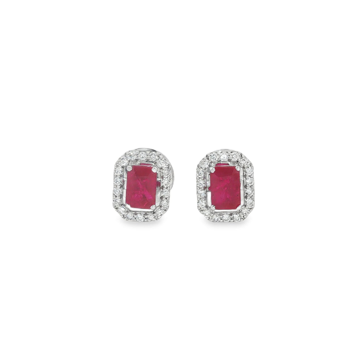 Jai's 14K White Gold Octagon-cut Ruby & Diamond Studs
