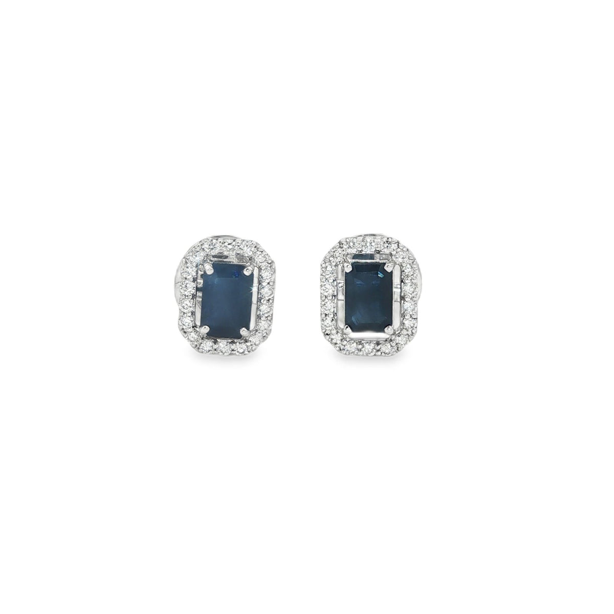 Jai's 14K White Gold Octagon-cut Sapphire & Diamond Studs