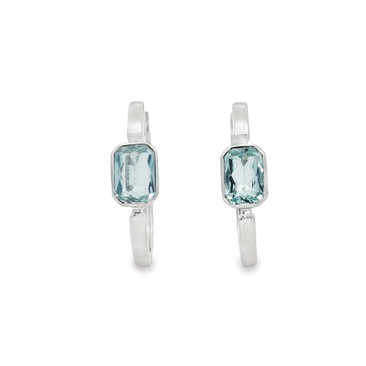 Jai's 14K White Gold Octagon-cut Aquamarine Hoops