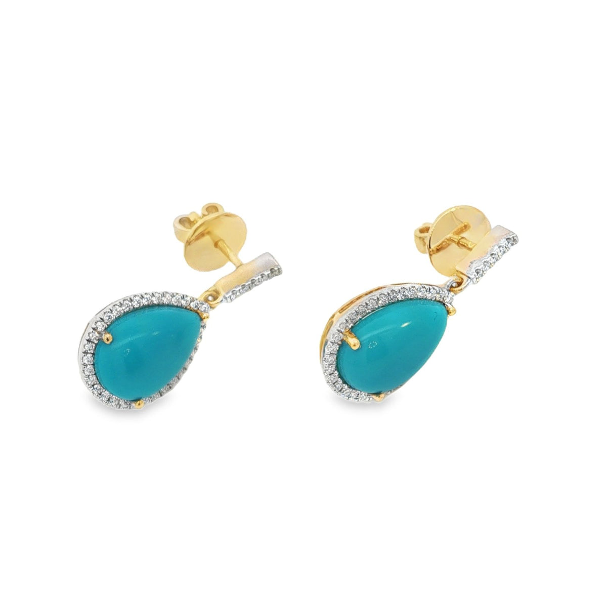 Jai's 14K Yellow Gold Pear-shaped Turquoise & Diamond Drop Earrings