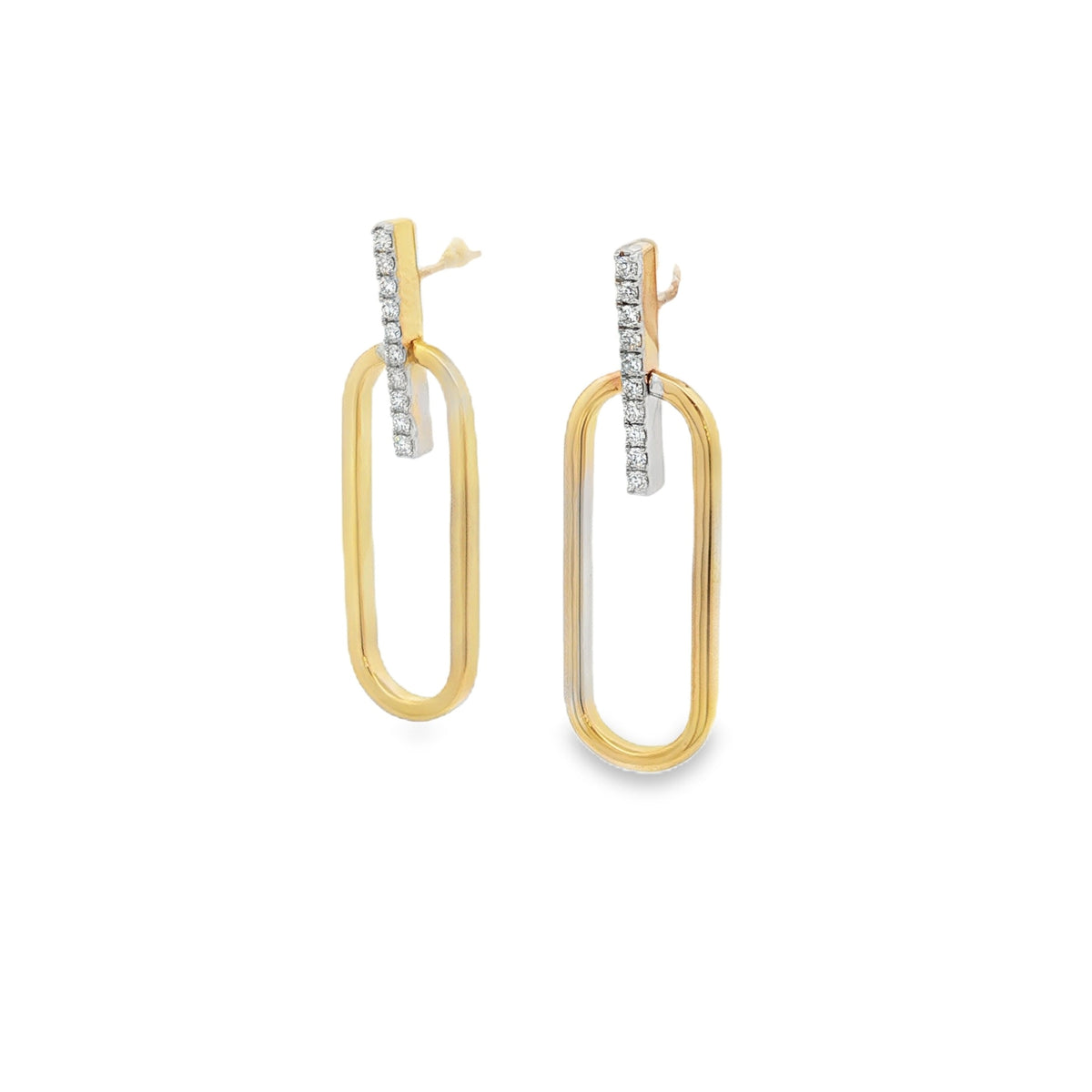 Jai's 14K Yellow Gold Diamond Paperclip Drop Earrings