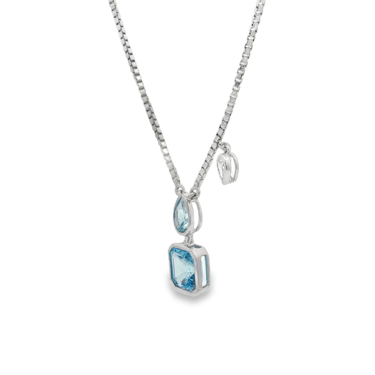 Jai's 14K White Gold Multi-cut Aquamarine & Pear-cut Diamond Necklace