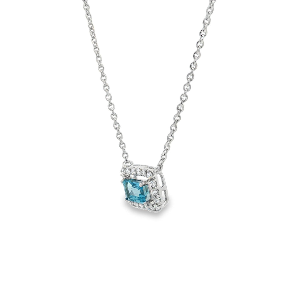 Jai's 14K White Gold Octagon-cut Aquamarine & Diamond Necklace