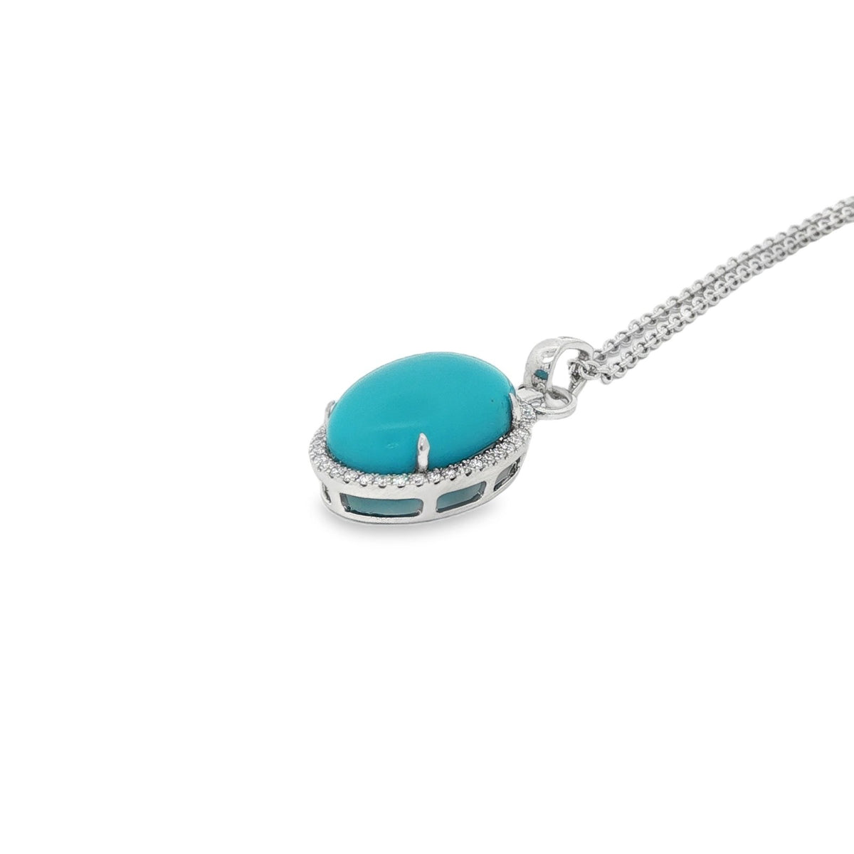 Jai's 14K White Gold Oval Turquoise & Diamond Necklace