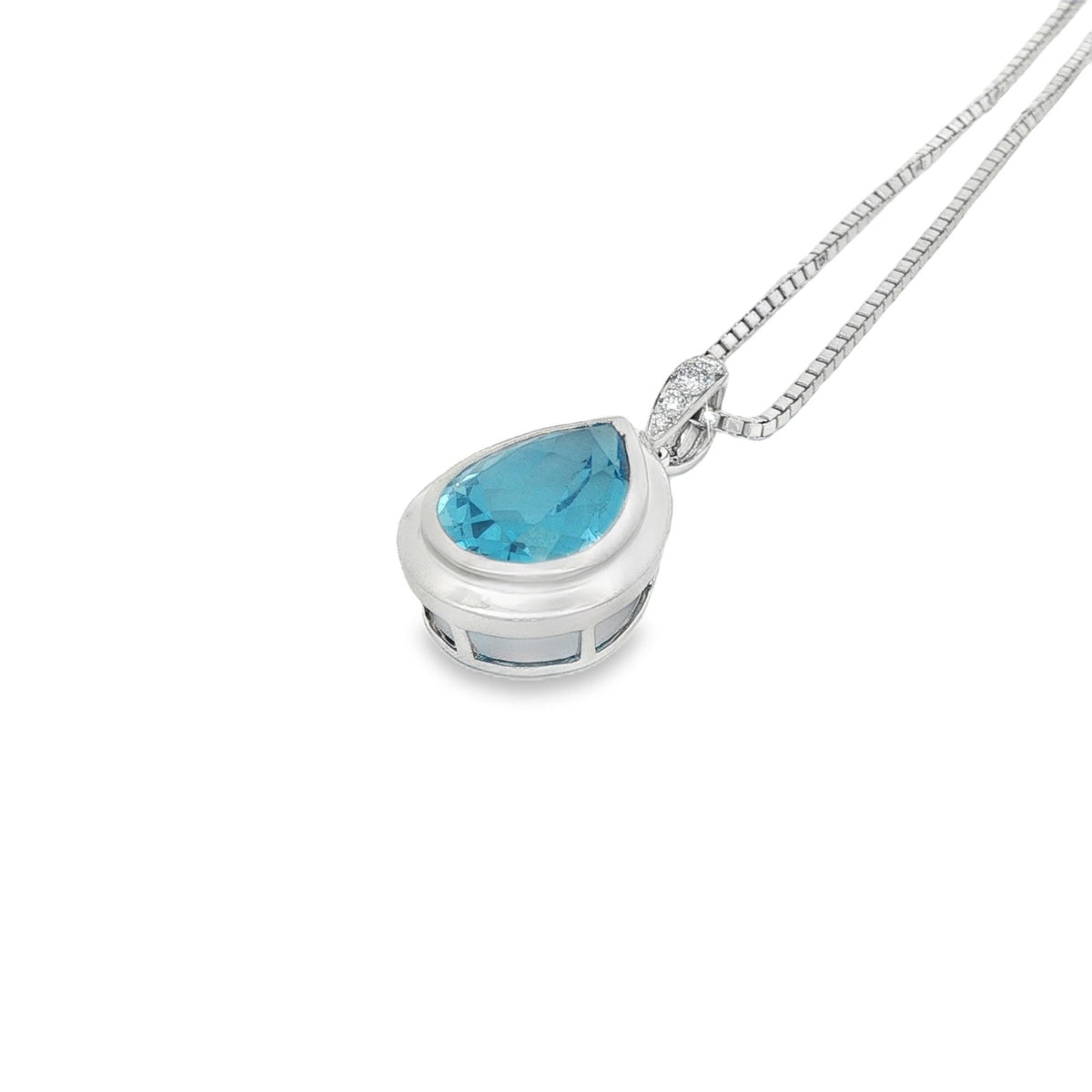 Jai's 14K White Gold Pear-shaped Blue Topaz & Diamond Necklace