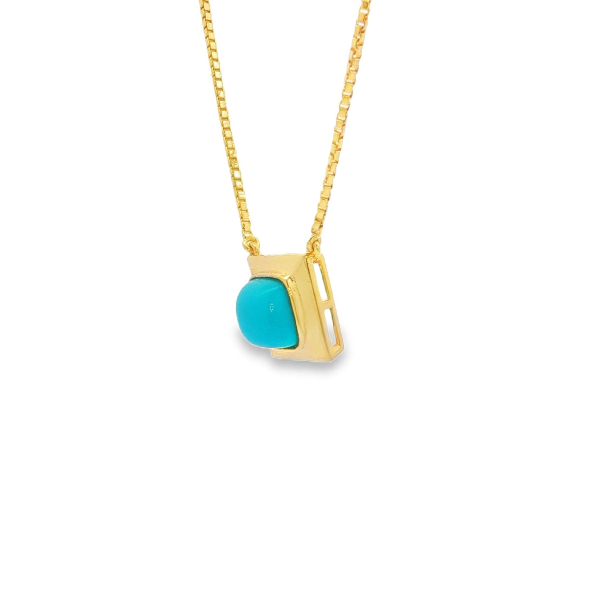 Jai's 14K Yellow Gold Square-shaped Turquoise Necklace