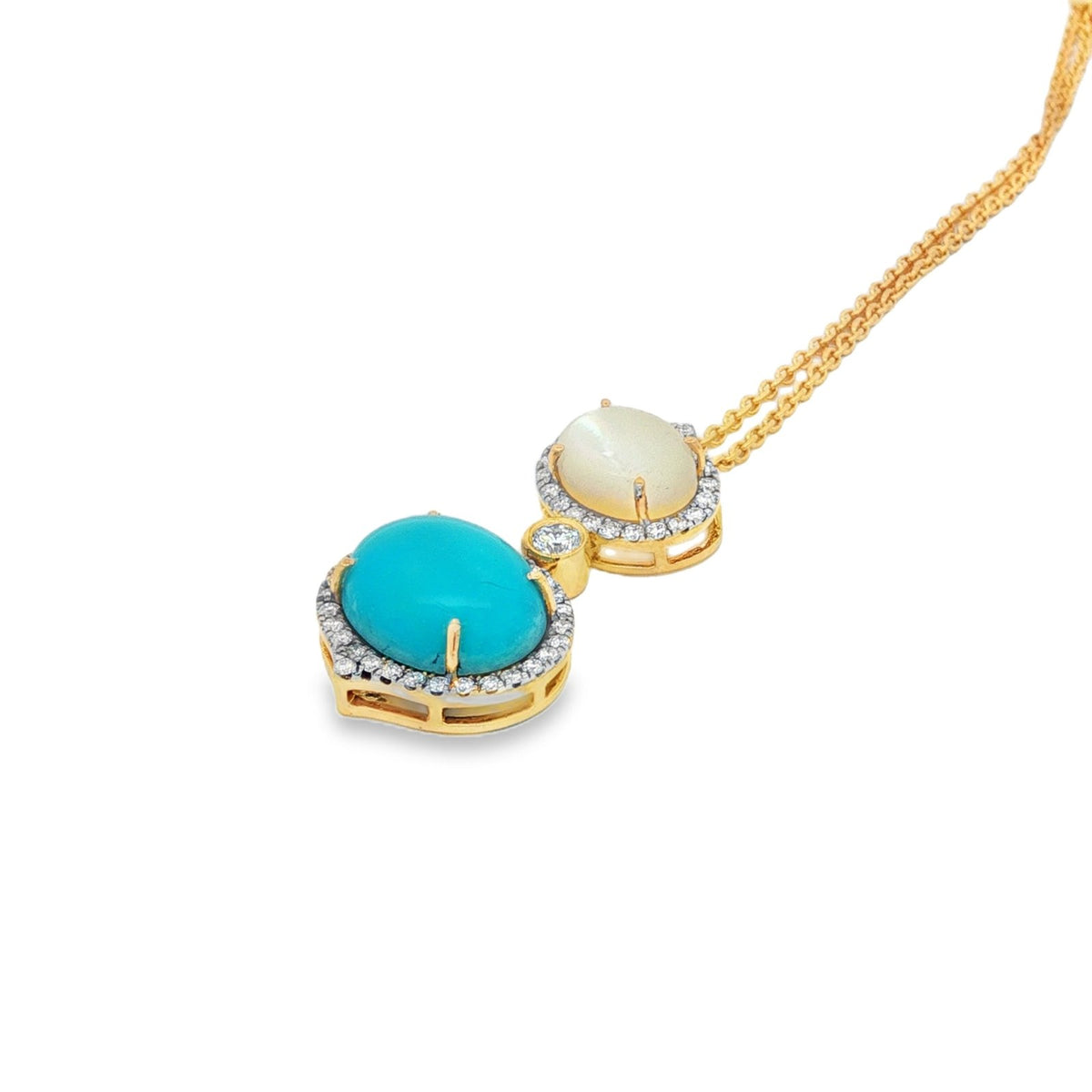 Jai's 14K Yellow Gold Turquoise, Mother-of-Pearl & Diamond Necklace