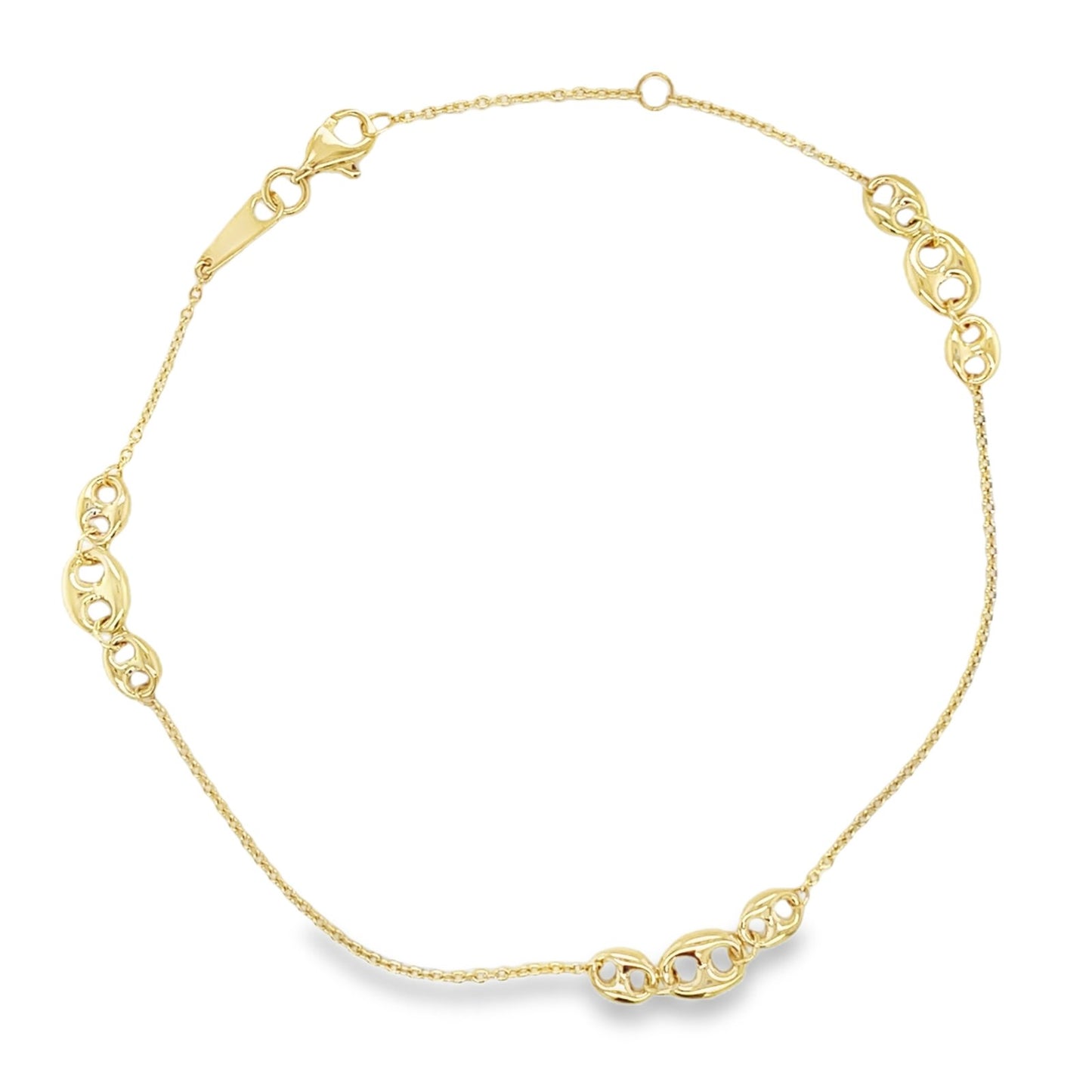 Jai's 14K Yellow Gold Clustered Mariner-link Anklet
