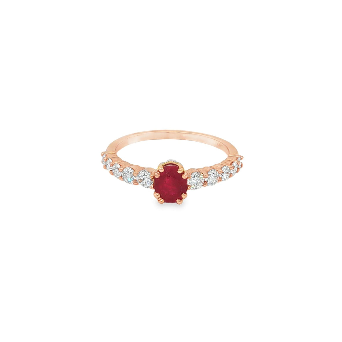 Jai's 14K Rose Gold Oval-cut Ruby & Diamond Ring