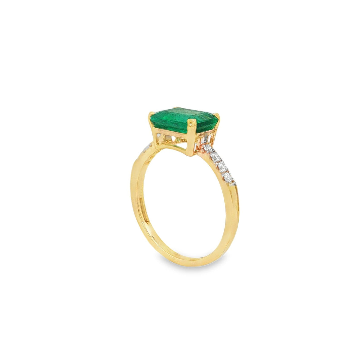 Jai's 14K Yellow Gold Octagon-cut Emerald & Diamond Ring