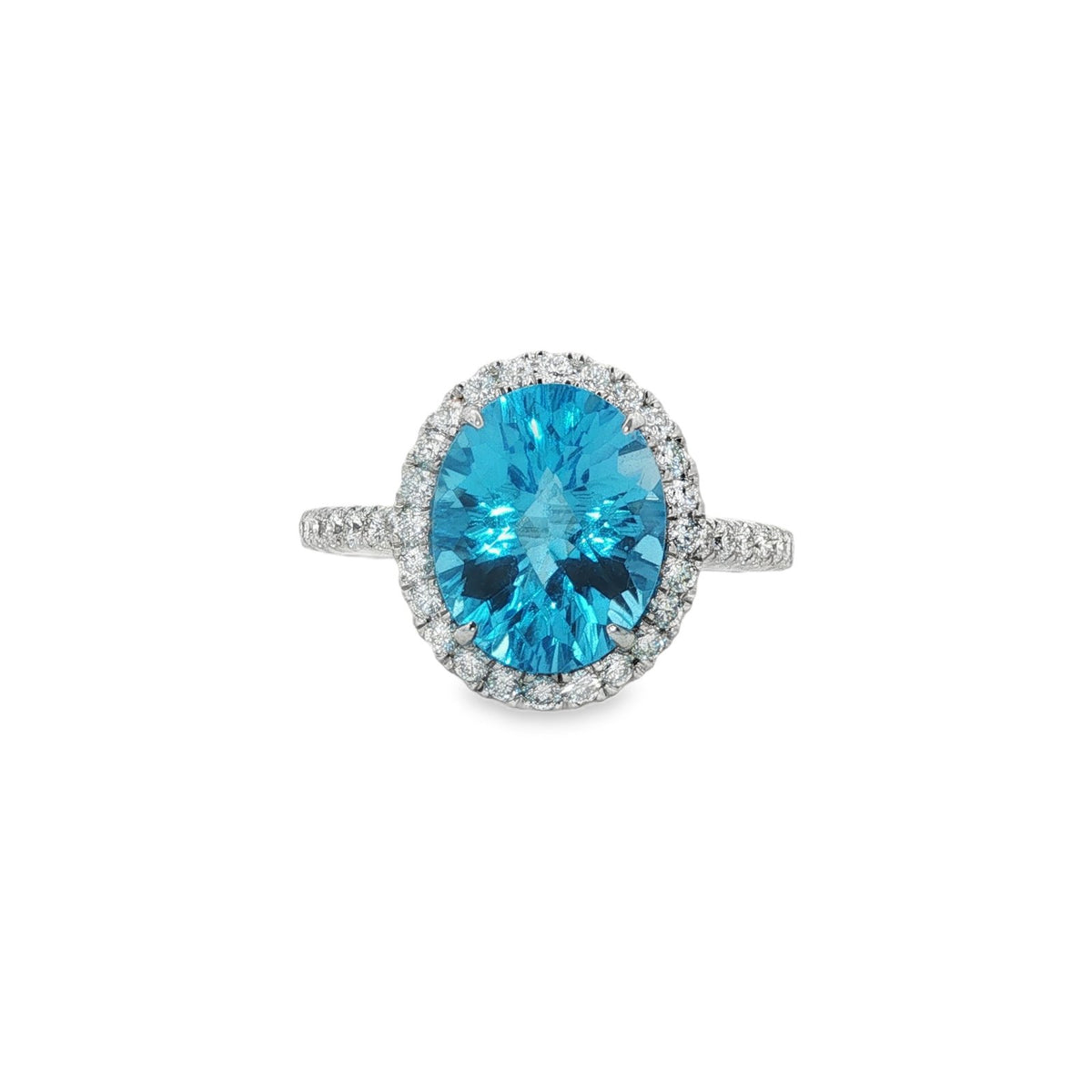 Jai's 14K White Gold Oval-cut Blue Topaz & Diamond Ring
