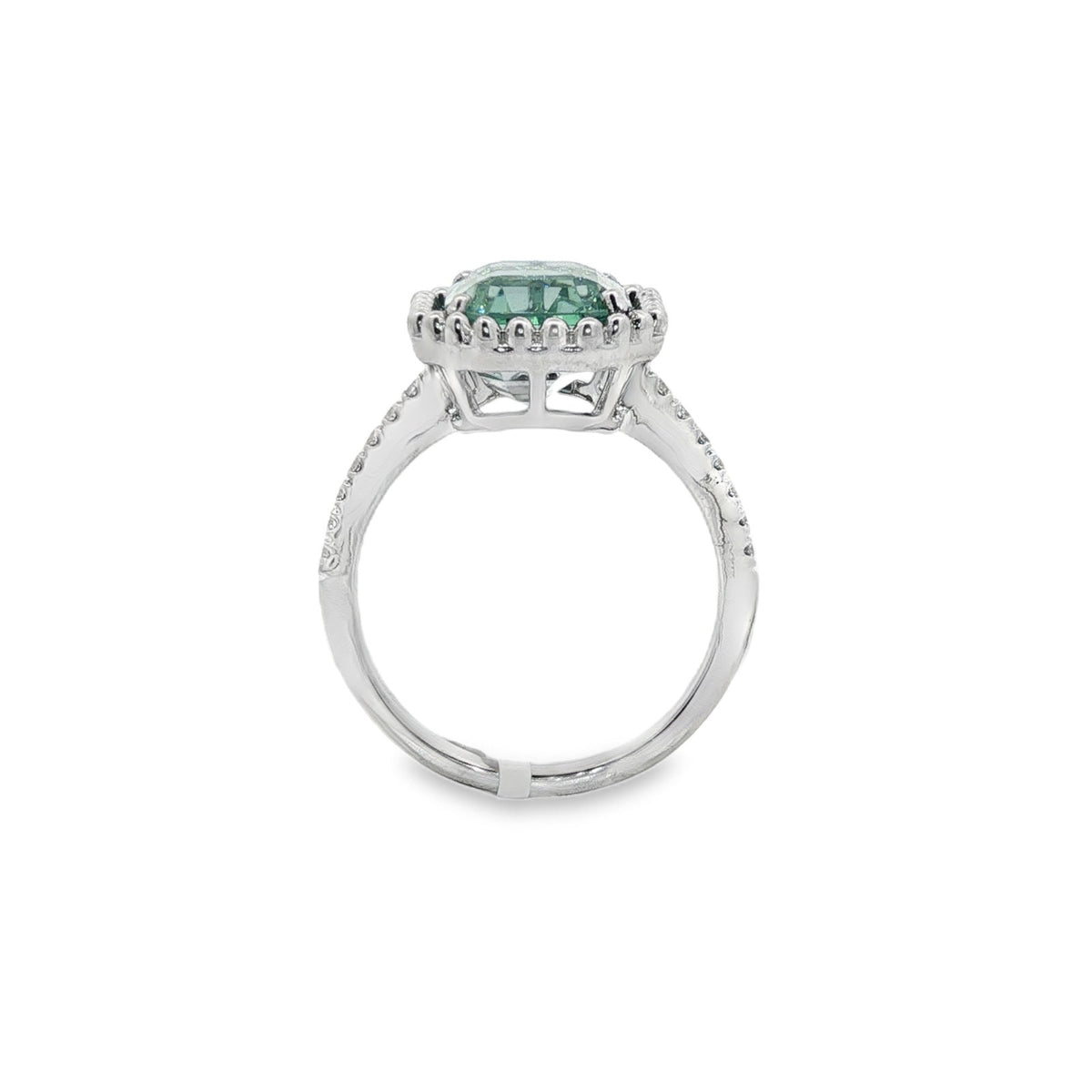 Jai's 14K White Gold Octagon-cut Aquamarine & Diamond Ring