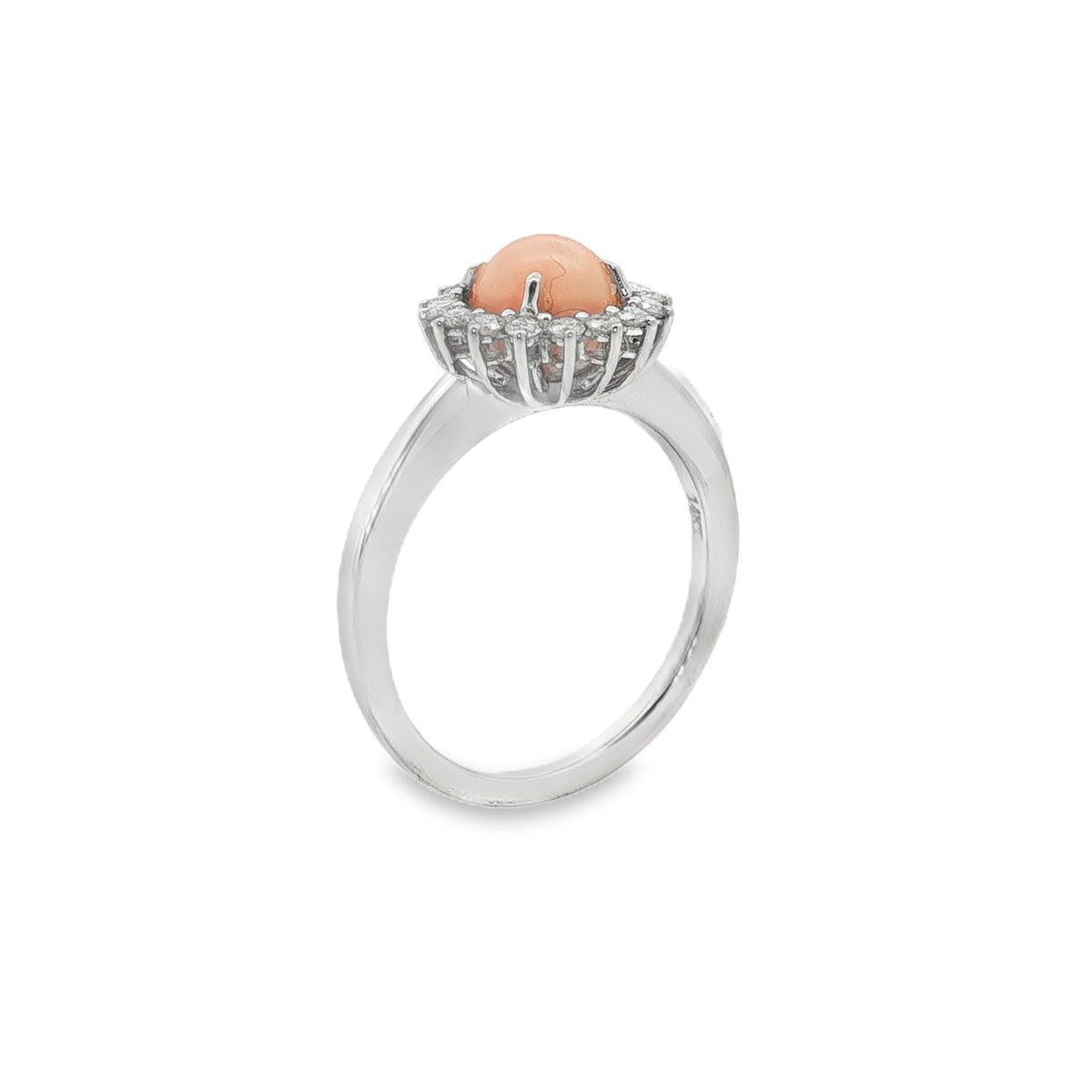 Jai's 14K White Gold Crowned Conch Pearl & Diamond Ring